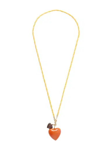 Roxanne Assoulin The Mini Puffy Heart Gold-tone, Enamel And Cord Necklace | Thumbnail 1 Roxanne Assoulin The Mini Puffy Heart Gold-tone, Enamel And Cord Necklace | Thumbnail 1