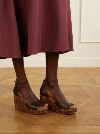 Brunello Cucinelli Embellished Leather Platform Wedge Espadrille Sandals | Thumbnail 2 Brunello Cucinelli Embellished Leather Platform Wedge Espadrille Sandals | Thumbnail 2
