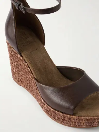 Brunello Cucinelli Embellished Leather Platform Wedge Espadrille Sandals | Thumbnail 5 Brunello Cucinelli Embellished Leather Platform Wedge Espadrille Sandals | Thumbnail 5