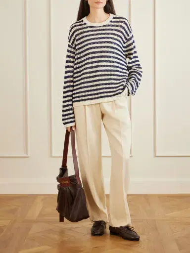 Aimé Leon Dore Eyelet Striped Cotton Sweater | Thumbnail 2 Aimé Leon Dore Eyelet Striped Cotton Sweater | Thumbnail 2