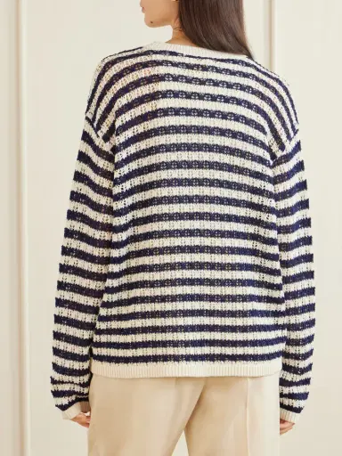 Aimé Leon Dore Eyelet Striped Cotton Sweater | Thumbnail 3 Aimé Leon Dore Eyelet Striped Cotton Sweater | Thumbnail 3