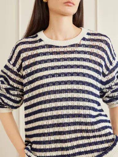 Aimé Leon Dore Eyelet Striped Cotton Sweater | Thumbnail 4 Aimé Leon Dore Eyelet Striped Cotton Sweater | Thumbnail 4