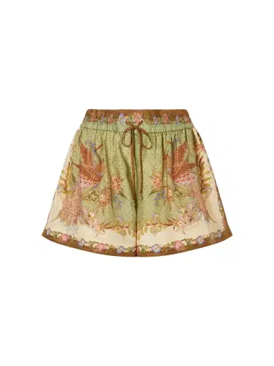 Zimmermann Indra Printed Silk-satin Drawstring Shorts | Thumbnail 1 Zimmermann Indra Printed Silk-satin Drawstring Shorts | Thumbnail 1