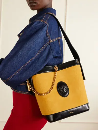 Versace Pivot Logo-appliquéd Small Leather Bucket Bag | Thumbnail 2 Versace Pivot Logo-appliquéd Small Leather Bucket Bag | Thumbnail 2