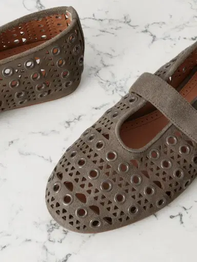 Alaïa Eyelet-embellished Perforated Suede Ballet Flats | Thumbnail 4 Alaïa Eyelet-embellished Perforated Suede Ballet Flats | Thumbnail 4