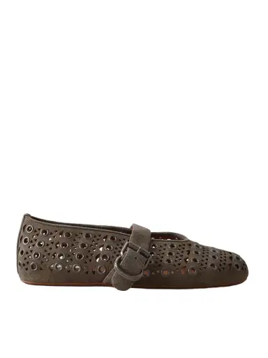 Alaïa Eyelet-embellished Perforated Suede Ballet Flats | Thumbnail 1 Alaïa Eyelet-embellished Perforated Suede Ballet Flats | Thumbnail 1