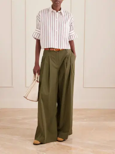 TWP Next Ex Cropped Striped Cotton And Silk-blend Shirt | Thumbnail 2 TWP Next Ex Cropped Striped Cotton And Silk-blend Shirt | Thumbnail 2