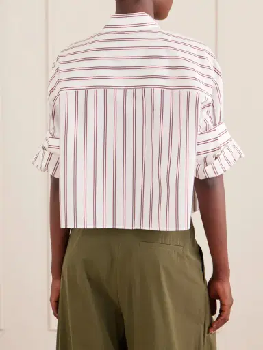 TWP Next Ex Cropped Striped Cotton And Silk-blend Shirt | Thumbnail 4 TWP Next Ex Cropped Striped Cotton And Silk-blend Shirt | Thumbnail 4