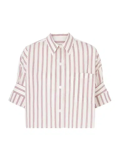 TWP Next Ex Cropped Striped Cotton And Silk-blend Shirt | Thumbnail 1 TWP Next Ex Cropped Striped Cotton And Silk-blend Shirt | Thumbnail 1