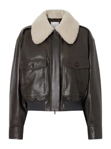 Brunello Cucinelli Shearling-trimmed Leather Jacket | Thumbnail 1 Brunello Cucinelli Shearling-trimmed Leather Jacket | Thumbnail 1