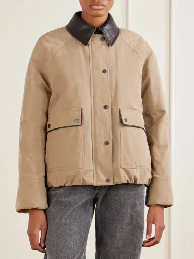 Brunello Cucinelli Leather-trimmed Padded Canvas Jacket | Thumbnail 3 Brunello Cucinelli Leather-trimmed Padded Canvas Jacket | Thumbnail 3