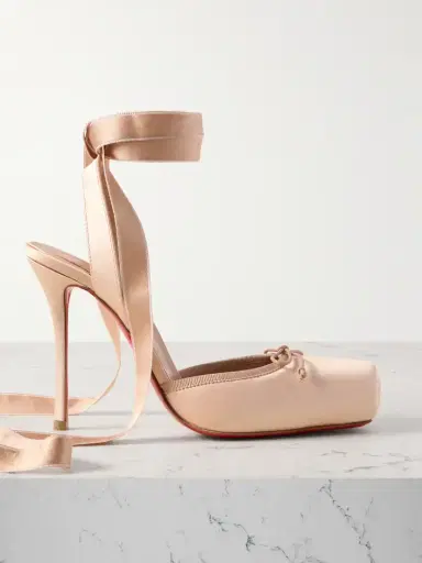 Christian Louboutin Cassia 100 Bow-detailed Satin-crepe Pumps | Thumbnail 1 Christian Louboutin Cassia 100 Bow-detailed Satin-crepe Pumps | Thumbnail 1