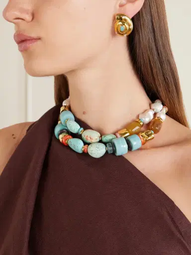 Lizzie Fortunato Nautilus Gold-plated Amazonite And Mother-of-pearl Earrings | Thumbnail 3 Lizzie Fortunato Nautilus Gold-plated Amazonite And Mother-of-pearl Earrings | Thumbnail 3