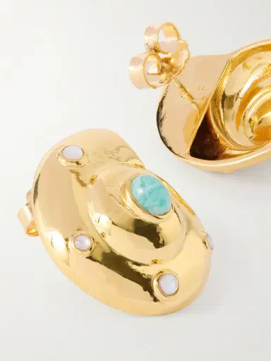 Lizzie Fortunato Nautilus Gold-plated Amazonite And Mother-of-pearl Earrings | Thumbnail 4 Lizzie Fortunato Nautilus Gold-plated Amazonite And Mother-of-pearl Earrings | Thumbnail 4