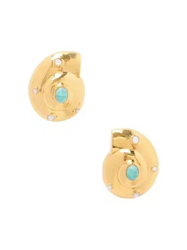 Lizzie Fortunato Nautilus Gold-plated Amazonite And Mother-of-pearl Earrings | Thumbnail 1 Lizzie Fortunato Nautilus Gold-plated Amazonite And Mother-of-pearl Earrings | Thumbnail 1