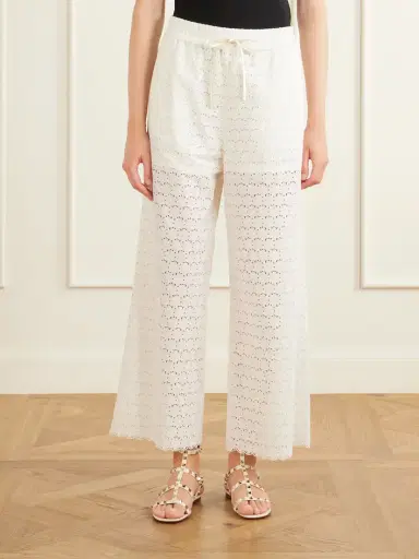 Valentino Garavani Mossi Broderie Anglaise Cotton Straight-leg Pants | Thumbnail 3 Valentino Garavani Mossi Broderie Anglaise Cotton Straight-leg Pants | Thumbnail 3