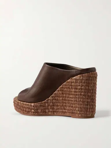 Brunello Cucinelli Leather Platform Wedge Espadrille Sandals | Thumbnail 3 Brunello Cucinelli Leather Platform Wedge Espadrille Sandals | Thumbnail 3