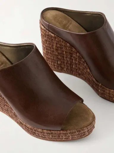 Brunello Cucinelli Leather Platform Wedge Espadrille Sandals | Thumbnail 5 Brunello Cucinelli Leather Platform Wedge Espadrille Sandals | Thumbnail 5