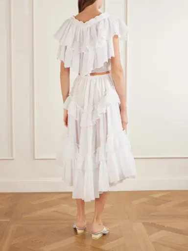 Chloé Ruffled Tiered Cotton-voile Midi Skirt | Thumbnail 3 Chloé Ruffled Tiered Cotton-voile Midi Skirt | Thumbnail 3