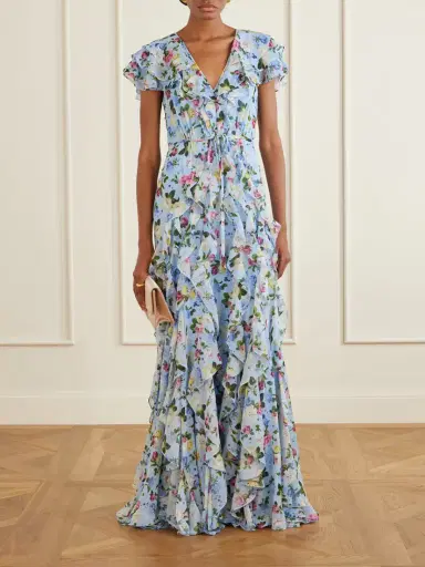 Carolina Herrera Ruffled Floral-printed Silk Chiffon Gown | Thumbnail 2 Carolina Herrera Ruffled Floral-printed Silk Chiffon Gown | Thumbnail 2