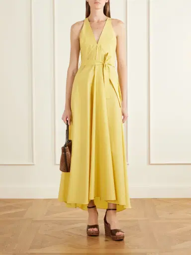 Brunello Cucinelli Belted Cotton-blend Midi Dress | Thumbnail 2 Brunello Cucinelli Belted Cotton-blend Midi Dress | Thumbnail 2