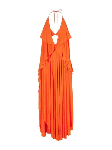 Loewe + Paula’s Ibiza Ruffled Cutout Jersey Halterneck Maxi Dress | Thumbnail 1 Loewe + Paula’s Ibiza Ruffled Cutout Jersey Halterneck Maxi Dress | Thumbnail 1