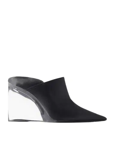 Alaïa 90 Satin Wedge Mules | Thumbnail 1 Alaïa 90 Satin Wedge Mules | Thumbnail 1