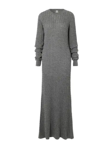 TOTEME Cable-knit Wool Maxi Dress | Thumbnail 1 TOTEME Cable-knit Wool Maxi Dress | Thumbnail 1