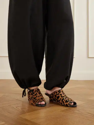 TOTEME Leopard-print Cow Hair Wedge Mules | Thumbnail 2 TOTEME Leopard-print Cow Hair Wedge Mules | Thumbnail 2