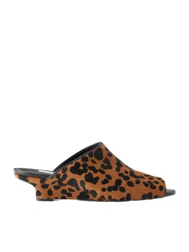 TOTEME Leopard-print Cow Hair Wedge Mules | Thumbnail 1 TOTEME Leopard-print Cow Hair Wedge Mules | Thumbnail 1