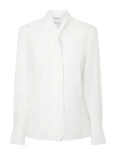 McQueen Tie-detailed Silk-twill Shirt | Thumbnail 1 McQueen Tie-detailed Silk-twill Shirt | Thumbnail 1