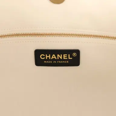 Chanel Chanel Maxi Coco Beach Cambon Hobo Bag White Denim and Black Calfskin Brushed Gold Hardware | Thumbnail 9 Chanel Chanel Maxi Coco Beach Cambon Hobo Bag White Denim and Black Calfskin Brushed Gold Hardware | Thumbnail 9