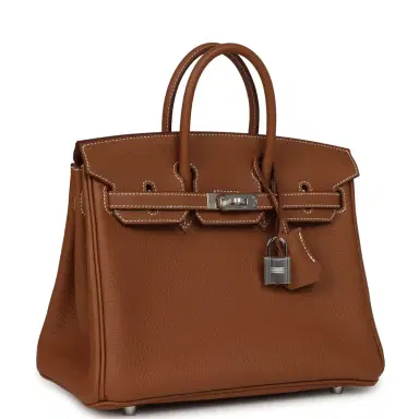 HERMÈS Hermes Birkin 25 Gold Togo Palladium Hardware | Thumbnail 2 HERMÈS Hermes Birkin 25 Gold Togo Palladium Hardware | Thumbnail 2
