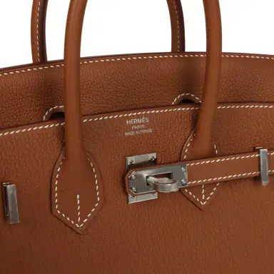 HERMÈS Hermes Birkin 25 Gold Togo Palladium Hardware | Thumbnail 7 HERMÈS Hermes Birkin 25 Gold Togo Palladium Hardware | Thumbnail 7