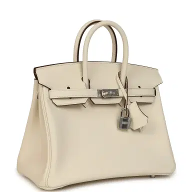 HERMÈS Hermes Birkin 25 Nata Swift Palladium Hardware | Thumbnail 2 HERMÈS Hermes Birkin 25 Nata Swift Palladium Hardware | Thumbnail 2