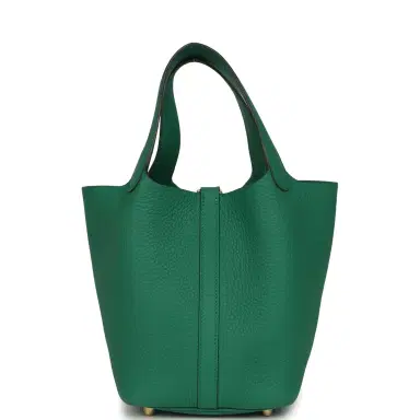 HERMÈS Hermes Picotin Lock 18 Vert Moyen Clemence Gold Hardware | Thumbnail 4 HERMÈS Hermes Picotin Lock 18 Vert Moyen Clemence Gold Hardware | Thumbnail 4