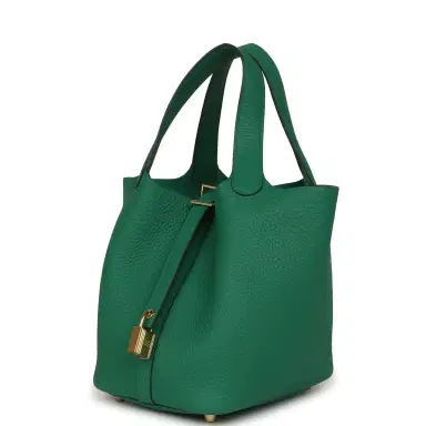 HERMÈS Hermes Picotin Lock 18 Vert Moyen Clemence Gold Hardware | Thumbnail 5 HERMÈS Hermes Picotin Lock 18 Vert Moyen Clemence Gold Hardware | Thumbnail 5