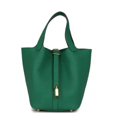 HERMÈS Hermes Picotin Lock 18 Vert Moyen Clemence Gold Hardware | Thumbnail 1 HERMÈS Hermes Picotin Lock 18 Vert Moyen Clemence Gold Hardware | Thumbnail 1