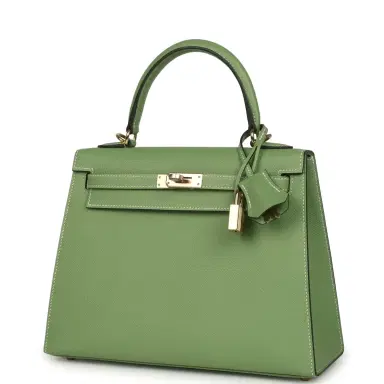 HERMÈS Hermes Special Order (HSS) Kelly Sellier 25 Vert Criquet Epsom Permabrass Hardware | Thumbnail 5 HERMÈS Hermes Special Order (HSS) Kelly Sellier 25 Vert Criquet Epsom Permabrass Hardware | Thumbnail 5