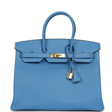HERMÈS Pre-owned Hermes Birkin 35 Bleu Paradise Epsom Gold Hardware | Thumbnail 1 HERMÈS Pre-owned Hermes Birkin 35 Bleu Paradise Epsom Gold Hardware | Thumbnail 1