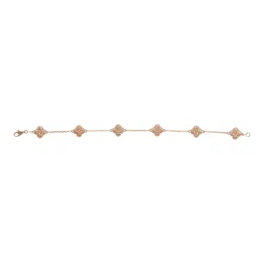 Van Cleef & Arpels Pre-owned Van Cleef & Arpels Sweet Alhambra 6 Motif Bracelet Guilloché 18K Rose Gold | Thumbnail 2 Van Cleef & Arpels Pre-owned Van Cleef & Arpels Sweet Alhambra 6 Motif Bracelet Guilloché 18K Rose Gold | Thumbnail 2