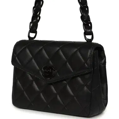Chanel Vintage Chanel Mini Envelope Flap Bag Black Lambskin Black Hardware | Thumbnail 5 Chanel Vintage Chanel Mini Envelope Flap Bag Black Lambskin Black Hardware | Thumbnail 5