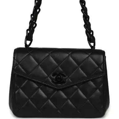 Chanel Vintage Chanel Mini Envelope Flap Bag Black Lambskin Black Hardware | Thumbnail 1 Chanel Vintage Chanel Mini Envelope Flap Bag Black Lambskin Black Hardware | Thumbnail 1