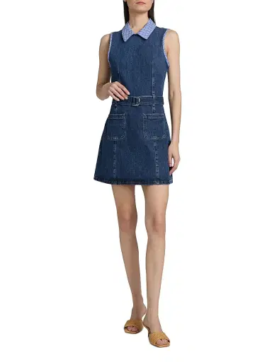 Cinq à Sept Women's Kyra Belted Denim Minidress - Blue Crush Ultramarine | Thumbnail 2 Cinq à Sept Women's Kyra Belted Denim Minidress - Blue Crush Ultramarine | Thumbnail 2