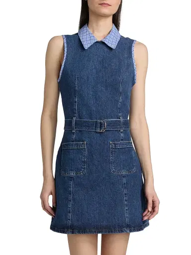 Cinq à Sept Women's Kyra Belted Denim Minidress - Blue Crush Ultramarine | Thumbnail 3 Cinq à Sept Women's Kyra Belted Denim Minidress - Blue Crush Ultramarine | Thumbnail 3