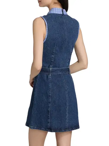 Cinq à Sept Women's Kyra Belted Denim Minidress - Blue Crush Ultramarine | Thumbnail 5 Cinq à Sept Women's Kyra Belted Denim Minidress - Blue Crush Ultramarine | Thumbnail 5