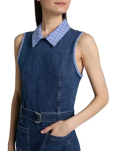 Cinq à Sept Women's Kyra Belted Denim Minidress - Blue Crush Ultramarine | Thumbnail 6 Cinq à Sept Women's Kyra Belted Denim Minidress - Blue Crush Ultramarine | Thumbnail 6