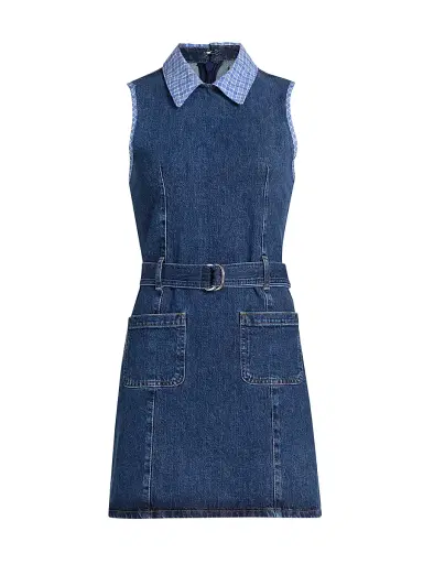Cinq à Sept Women's Kyra Belted Denim Minidress - Blue Crush Ultramarine | Thumbnail 1 Cinq à Sept Women's Kyra Belted Denim Minidress - Blue Crush Ultramarine | Thumbnail 1