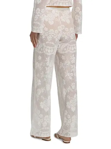 LoveShackFancy Women's Jessia Mesh Cotton-Blend Wide-Leg Pants - White | Thumbnail 5 LoveShackFancy Women's Jessia Mesh Cotton-Blend Wide-Leg Pants - White | Thumbnail 5
