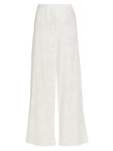 LoveShackFancy Women's Jessia Mesh Cotton-Blend Wide-Leg Pants - White | Thumbnail 1 LoveShackFancy Women's Jessia Mesh Cotton-Blend Wide-Leg Pants - White | Thumbnail 1